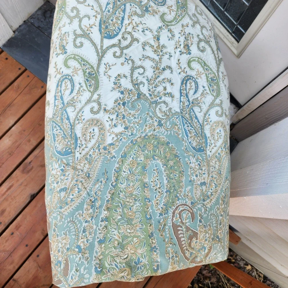 Pottery Barn King Blue Green 100% Cotton Paisley Duvet Cover 2 Shams Set Boho